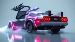 back to the future time machine made out of a 2020s ford mustang