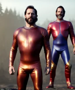 Man, wrestling, naked torso, breeches, tights, retro style, hot ambient, photo studio, red, gold, vibrant color, highly detailed, art stations, concept art, smooth, unreal engine 5, god rays, ray tracing, RTX, lumen lighting, ultra detail, volumetric lighting, 3d, finely drawn, high definition, high resolution.