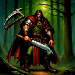 90's TCG fantasy artwork art of an axe