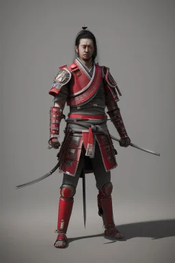 samurai red sword 3d render photo, cinematic