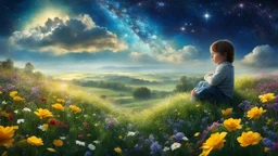 Dans son monde doux, l'enfant rêveur se perd, parmi les fleurs, les étoiles et le ciel clair. Son regard innocent, ses pensées envoûtées, Dans un univers de beauté, à jamais émerveillé. Il imagine des châteaux dans les nuages, des papillons jouant dans les prairies sauvages. Ses rêves sont comme des contes de fées, où chaque instant est un trésor à savourer. Son cœur pur bat au rythme de l'imagination, Dans un océan de joie et de fascination. Car c'est dans ses rêves qu'il trouvera le paradis.