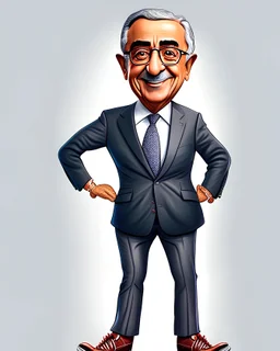 Cartoon of expresident Alvaro Uribe Vélez full body 4k camisa pantalón zapatos grotesco