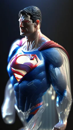 superman made from glass, ultra realistic, 4k, ultra detail, full body, full picture,