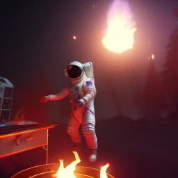 astronaut burning barbecue unreal engine 5, octan render