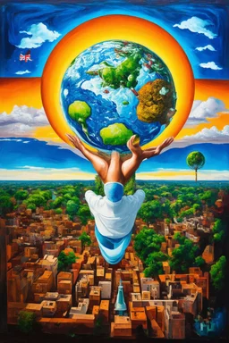 The world is in you; a painting with an admixture of M.C. Escher and Surrealism
