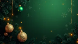 christmas background with green and gold decorations and snowflakes, emitting light ornaments, gold and green, 8k)), 8 k, 8k, gold decorations, dark green background,