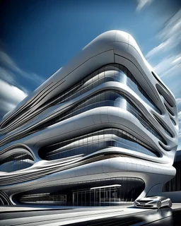 Edificio estilo Zaha Hadid art illustration