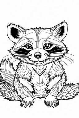 outline art for Raccoon Kit coloring pages with sitch, white background, Sketch style, full body, only use outline, toddlers style, clean line art, white background, no shadows and clear and well outlined.