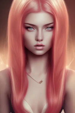 beautiful young woman with long pink hair