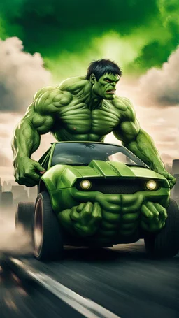 Hulk as la voiture surreal 8K image
