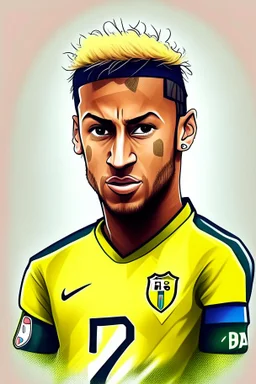 Neymar Brazilian football player. cartoon 2d