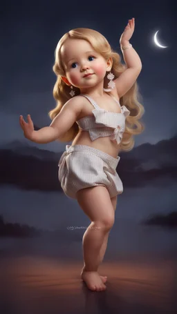 cartonish child babay,standing in country side