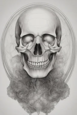 human skull, forward facing, centered, in louis viton style