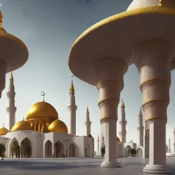 landscape, a mosque, Qatar city, realistic, outside view, and cinematic.