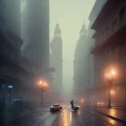 8K resolution concept art by Greg Rutkowski, set of numbers following a person down the street