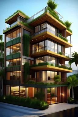 A MODERN THREE-STORY HOUSE AND COMMERCIAL STORES FOR A HOT TROPICAL CLIMATE WHERE IT RAINS A LOT.