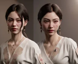 Realistic image. face japanese porcelain. 4k resolution, intricate details, ornate details, soft lighting.