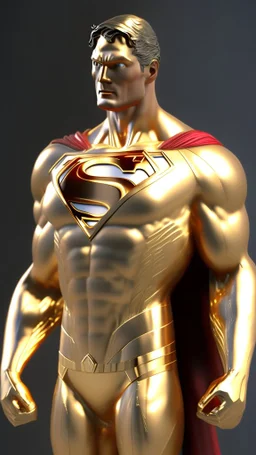 superman made from gold , gold material, gold color, ultra realistic, 4k, ultra detail, full body