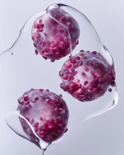 pomegranate seeds are refracted under water