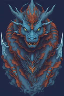 Vector Graphic for t-shirt print showing blue dragon