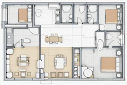 blueprint, small house floor plan, technical, illustration, videogame