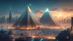 Cyberpunk cityscape, endless cyberpunk cityscape, cyberpunk pyramid