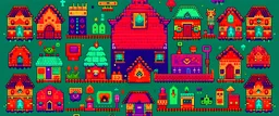 "Create 50 seamless flat 64x64 pixel textures connected with a pixelated style a inside scary home."