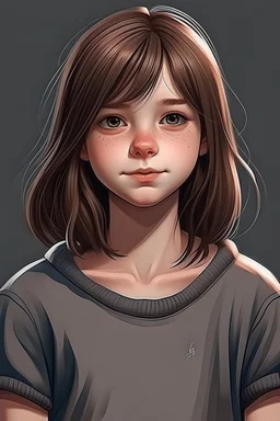 13 years girl, realistic style