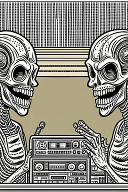 Banner for the Facebook page of a metal radio show where a radio host and a radio host stared at each other.