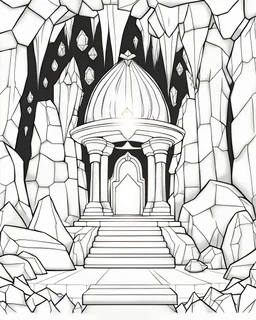 B/W outline art,coloring book page, full white, super detailed illustration for adult,"Shining Gemstones in Caverns", crisp line, line art, high resolution,cartoon style, smooth, law details, no shading, no fill, white background, clean line art, Sketch style.