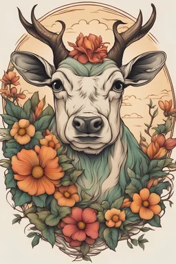 renkli oldschool tarzda pastoral dövme tasarla