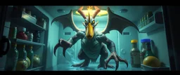 final boss duck demon in the fridge in the style of fantasy art