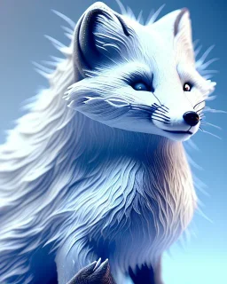 Arctic fox girl, majestic, highly intricate, Realistic photography, incredibly detailed, ultra high resolution, 8k, complex 3d render, cinema 4d.