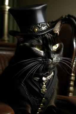 black cat dressed as a victorian gentleman