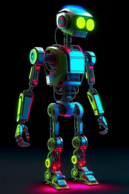 robot biped, neon, techno