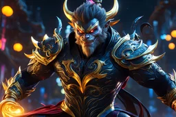 Symbiote WuKong in 8k cgi Disney artstyle, Kung fu costum, dynamic pose, oshare kei, hurufiyya, rtx , neon lights, intricate details, highly detailed, high details, detailed portrait, masterpiece,ultra detailed, ultra quality