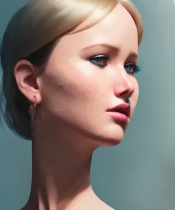 A portrait of Jeniffer Lawrence,adorable, seductive and sexy looking, slight smile, intricate, elegant, highly detailed eyes, digital painting, 8k, artstation, concept art, smooth, sharp focus, illustration, studio quality, art by victo ngai