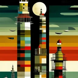 Impasto Cascade Hallucination, retinue of moons, by Federico Babina, lighthouse