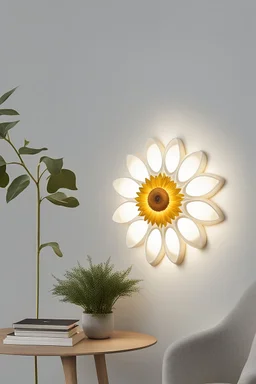 Wall lamp inspired by sunflower ,moder-minimalist style,khaki and white color scheme