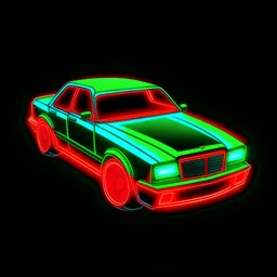 gta 5 car icon with neon style in red, blue, green and black colours