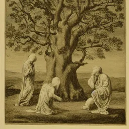 Lord appearing to Abraham at mamre's oak trees with two angels