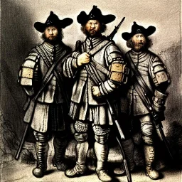 Dibujo de un ejercito al estilo Rembrandt