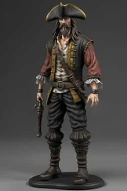 pirate, realistic style, full figure frontal view, no beard and no hair