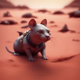 pen outline, in the style of Escher, cat female ninja dog rat hippo witch on the red sand beach ,bokeh like f/0.8, tilt-shift lens 8k, high detail, smooth render, down-light, unreal engine