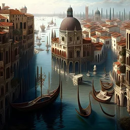landscape, epic, intricate details, high detail, Venice, city with river instead of streets