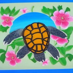 turtle and flower sea and mountain