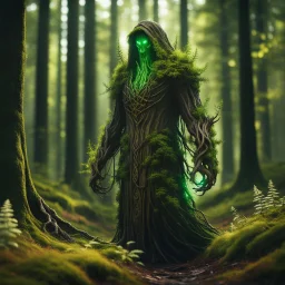 a forest spirit wraith ghost spectre , with highly detailed, sharply lined facial features, in the deep forest of Brokilon , finely inked, in rustic colors, 4k in the style of Peter Mohrbacher source vibrations, bokeh like f/0.8, tilt-shift lens 8k, high detail, smooth render, down-light, unreal engine, prize winning