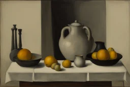 Still life on a table in the style of Vilhelm hammerschoi