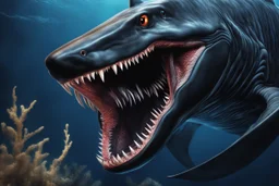 Huge Black venom shark in 8k venom drawing, symbiote effects, blue lights, sea, intricate details, highly detailed, high details, detailed portrait, masterpiece,ultra detailed, ultra quality