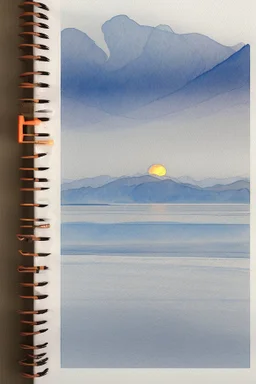 Rolling hills, lake, winter, snow, sunrise Modifiers: smooth intricate high definition beautiful lighting pencil sketch watercolor polished warm light watercolor and ink LNF